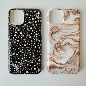 Burga iPhone 11 Pro Black and White Stars and Marble Caramel Swirl Case Bundle